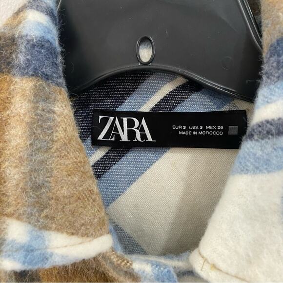 Zara | Wool Blend Plaid Overshirt Shacket Size Small - Picture 7 of 9